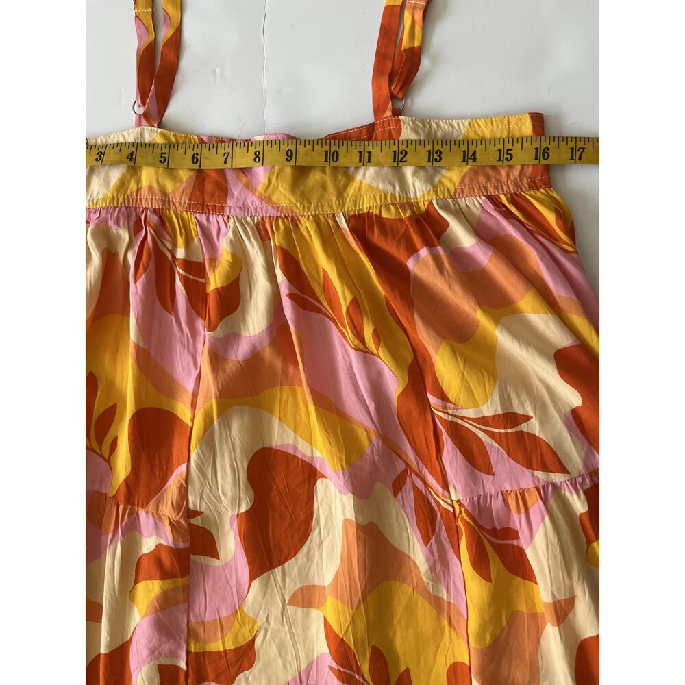 Abel The Label Dress Womens Small Orange Pink Floral Maxi Sundress Tropical - Picture 6 of 11
